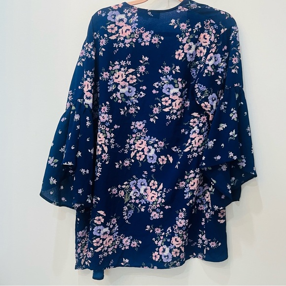 Blue Rain boutique Floral Kimono blue floral size small - Picture 3 of 5